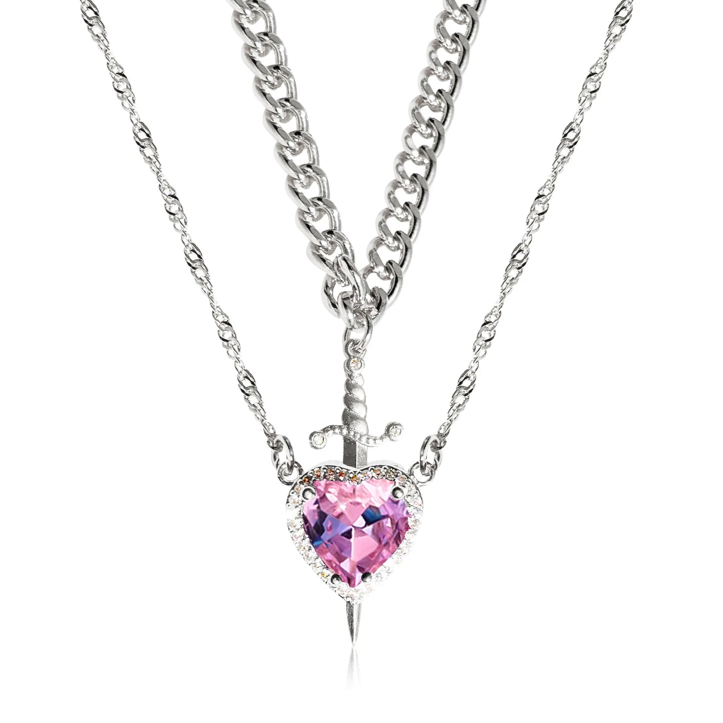 Heart & Sword Couple Necklace