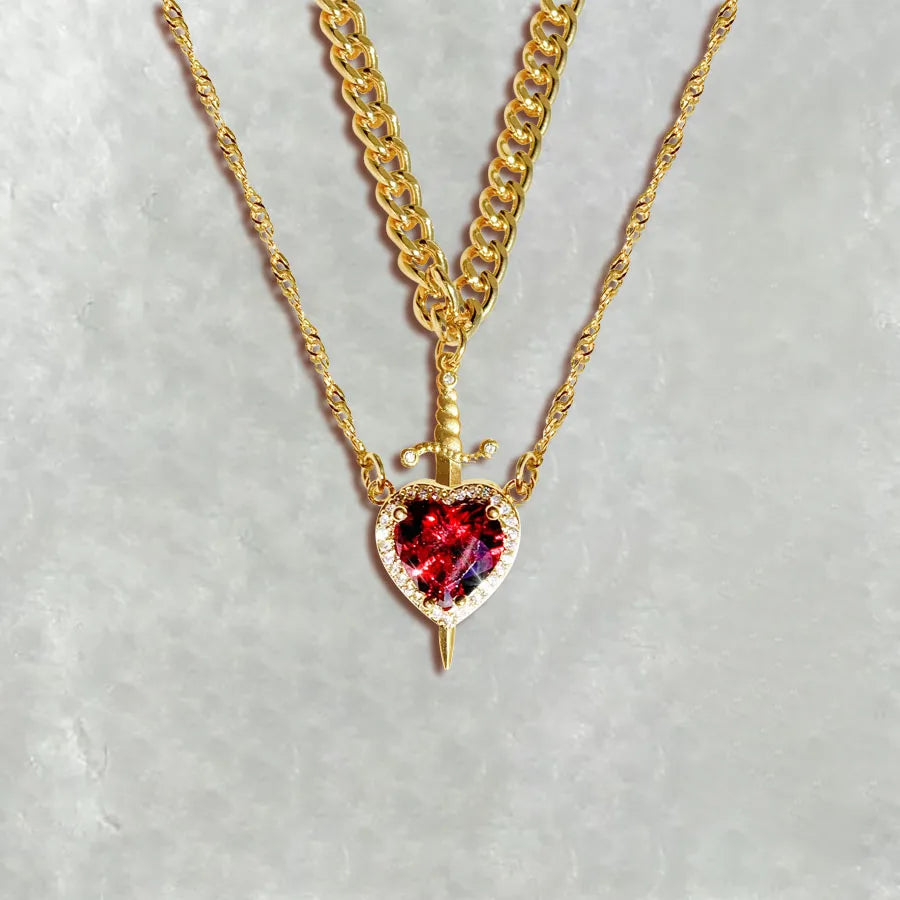 Heart & Sword Couple Necklace