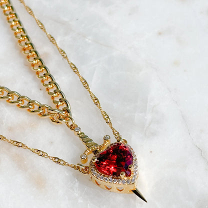 Heart & Sword Couple Necklace